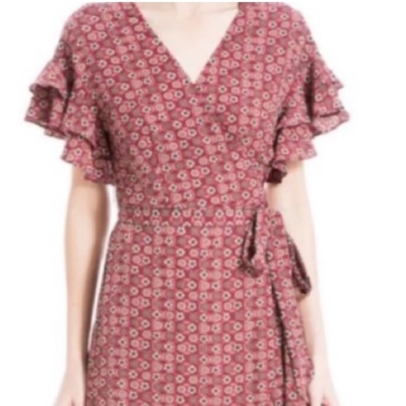 Max studio RUFFLE CREPE WRAP DRESS SIZE MEDIUM - Picture 4 of 8